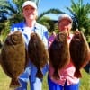 Fishin gals Judy Gentry of Tyler and Neoma Smith of Gilchrist TX nabbed these 19 and 22 inch flounder while fishing finger mullet an Berkley Gulp