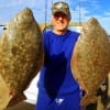 Retired Marine Captain Hollis Gassen of Crystal Beach TX wade fished Rollover Bay with Berkley Gulp to catch these 23 and 19inch flatfish