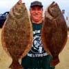 Richard Hanks of Winnie TX fished with finger mullet to take these 18 and 20inch flatfish
