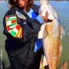 US Navy Retired Vet Tracy Amos of Houston caught this 35inch tagger bull red on shrimp