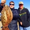 Brother anglers Joseph and Joshua Shupak of Galveston TX teamed up to tether these nice flounder caught on finger mullet
