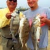 Grandpa and Grandson fishing team Mogs and Jonathon Mata of Houston took these nice drum while fishing shrimp