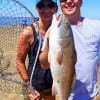 Joshua Spencer and Paulette Thibodeaux of Baytown teamed up to catch this nice 26inch slot red that Joshua caught on shrimp