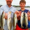 Dad and son anglers Clay and Jake Bostian fished shad to nab these nice trout