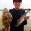 Jaxson Lejeune of Nederland TX grabbed these nice flounder and trout by wade fishing Rollover Bay with live shrimp