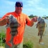 Josh Salo of Beaumont TX invited these two nice drum to dinner by enticing them with shrimp