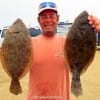 Stuart Yates of Briarcliff TX nailed these 16 and 17inch flounder on finger mullet