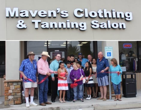 Friends and family along with members of the Bolivar Peninsula Chamber of Commerce were on hand to celebrate Maven's Clothing & Tanning Salon Grand Opening and Ribbon Cutting ceremony on Saturday, April 18. Maven's is located in Crystal Beach Plaza.