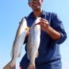 Dallas angler Thomas Mathew took these 19inch trout on a Texas Chicken MirrOlure