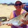 Nora Camble of Point Blank TX hefts this nice 5lb speck that hit a soft plastic
