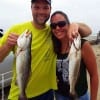Tampa Bay Florida anglers Derick and Kristin Rowe teamed up to catch these nice trout on plastic