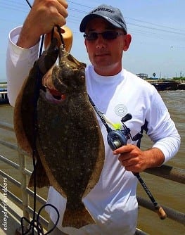 Bay Wader Matt Hutten of Baytown TX fished Chicken Boy plastics for these two nice flounder