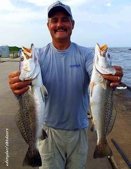 Double trouble - Double fun for Joe Bryan of Beaumont who fished Hogan-R's to catch these two nice trout