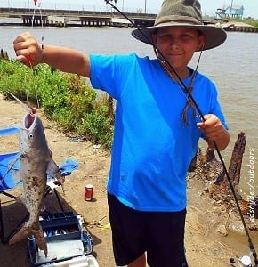 Gabril Hindman of Crystal Beach nabbed this nice gafftop fishing a Miss Nancy shrimp