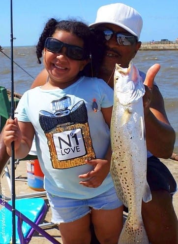 Houston angler Karl Grampy Ray with 3yr old grandaughter Khloie Davemport with her nice trout caught on shad
