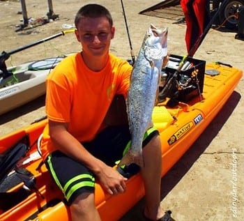 Michael Benford of ChannelViewTX kayaked Rollover Bay to nab this nice speck he took on live shrimp under a popping cork