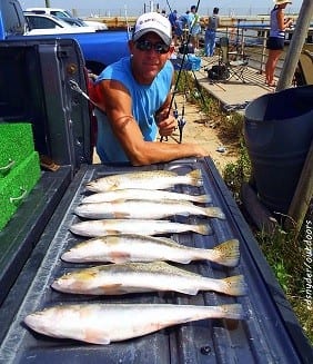 Patrick Coates of Koontze TX night-fished with a Tsunami trap to tailgate this near limit of specks