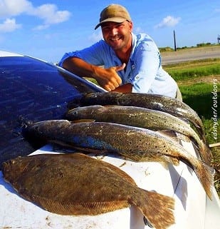 Scott Ray of Hamshire TX nabbed these nice specks and flounder on soft plastics including a 26inch gator