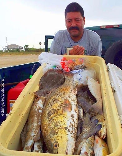 A cooler full of TX Slam trout, reds, and flounder caught by the night fishing krewe of John Gonzalez of Spring