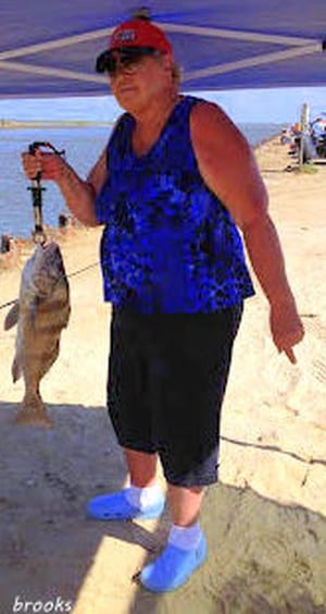 Barbara Brooks of Cranfills Gap TX took this nice drum while fishing shrimp