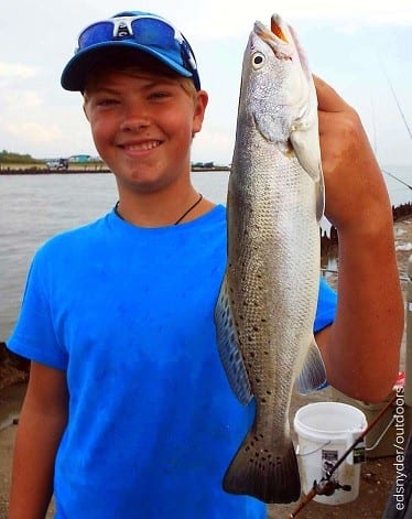 Jake Bastian of Nacogdoches TX nabbed this nice trout while fishing live shrimp