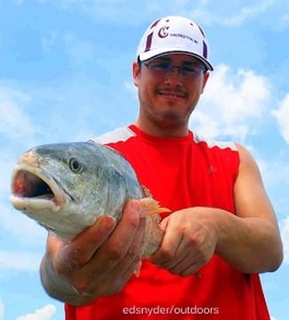 Katy TX angler Jeremy Iparra fished a finger mullet for this nice 21inch slot red