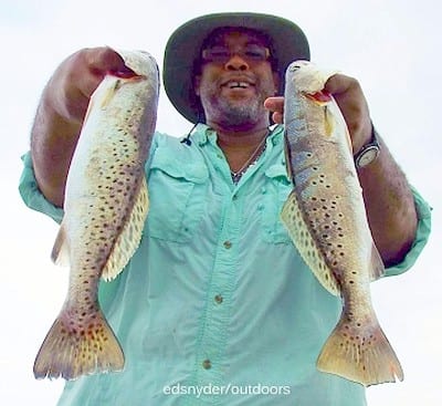 Kim Cyphers of Mo-City TX took these nice specks on live croaker