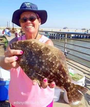 Lynn Owens of Elgin TX nabbed this nice flounder while fishing with a finger mullet