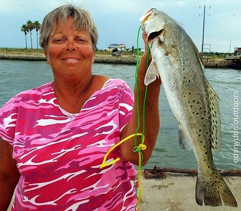 Pam Scellers of Liberty TX nabbed this nice speck on a finger mullet
