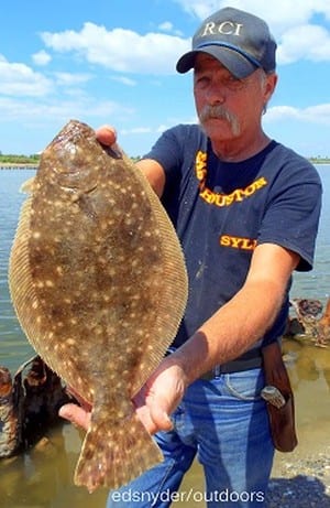 Rick Davis of Highlands TX put this nice flounder in the box fishing with soft plastic