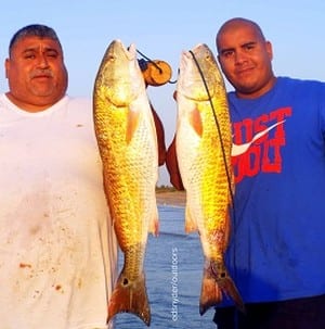 Surf Rodders Ceasar Ceschelelia and Dario Guajardo of Houston caught these two nice tagger bull reds on cut mullet