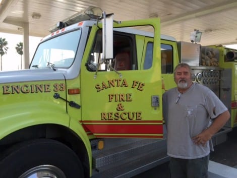 Crystal Beach VFD Chief Billy Shipp says Thank You to the Santa Fe Fire Department for the loan of an Engine while theirs is in the shop for repairs. 