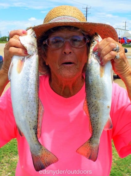 I'll trade for a hardhead- begged Barbara Singleton- on wanting to trade her trout