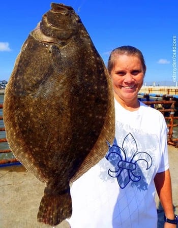 Lufkin TX anglerette Alice Dykes worked a berkely gulp for this nice flounder