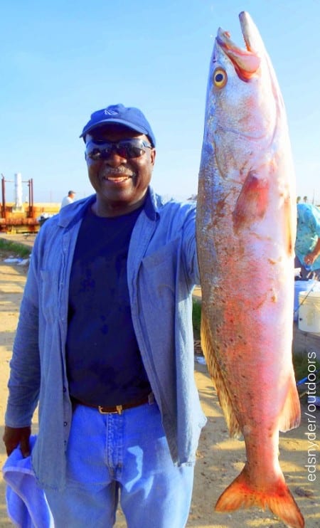 This 24inch -Break-of-Dawn- trout hit Houston angler's Claude Thomas' soft plastic grub