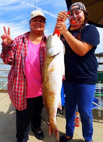 OH BLEEP I LOST IT, grumbled Dolores Rodriguez to her fising bud, Jessica Herrera- 6 minutes later Jessica hooked up to a 34inch redfish with her pals hook in its jaw