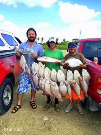 The Manard Boys Fishing Krewe of Menard TX racked up at Rollover with flounder, trout, drum, and redfish while fishing Miss Nancy shrimp and berkely gulp