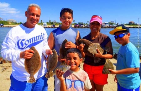 Tony and Belinda Ashy and Family of Houston show off just part of their Rollover catch for today they caught on Miss Nancy fingr mullet