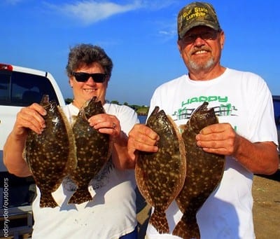 Tyler TX fishing couple the Buchanan's took these nice flounder on berkely gulp