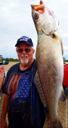 A frisky mud minnow enticed this nice speck for Larry Allen of Highland TX