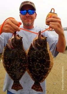 Channelview angler Chad Wildman gathered up these two nice flounder while fishing gulp