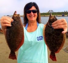 Crystal Beach anglerette Jill Forse took this limit of flounder on a Miss Nancy gulp