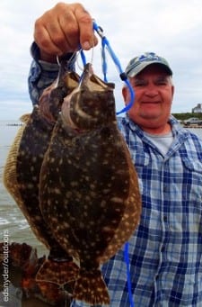 Ed Jolly of Houston fished a finger mullet to tether up this nice limit of flounder