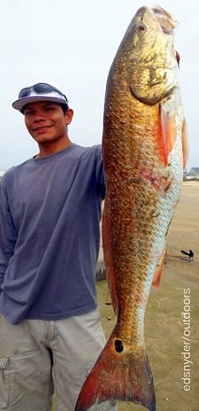 Houston angler Adrian Eadamez took this nice slot red while fishing shrimp