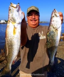 Houston angler Gilbdert Cardenas fished berkely gulp for these nice 22 and 19inch specks
