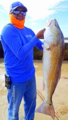 Houston angler Millan Miquel took this HUGE 42inch tagger bull red while fishing crab