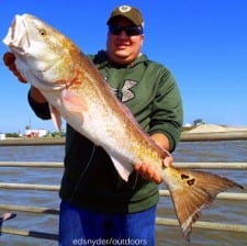 Humble TX angler Sal Aguilar took this HUGE 36inch tagger bull red on a mullet head, guided by Medina