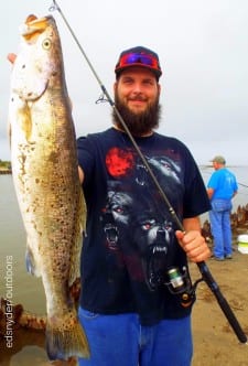 It took live shrimp to entice this nice 24inch speck to hit for Jason Smithhart of Pearland TX