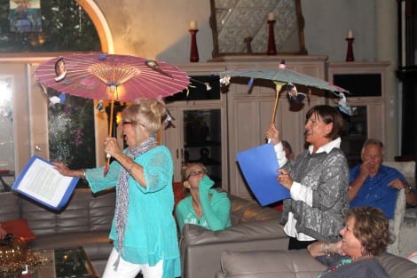 Margo Johnson and Linda C. Elissalde presented a little dance number to “It’s Raining Men.”  