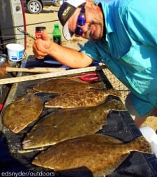 Mark Allison of Chandler TX fished berkely gulp along the bulkhead to nab this nice 5 flounder limit